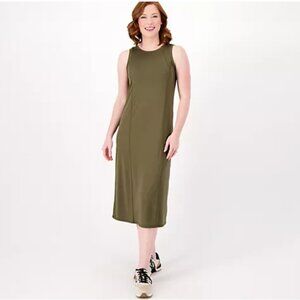 zuda Z-Cool Jersey Sleeveless Midi Dress Olive Medium - NEW